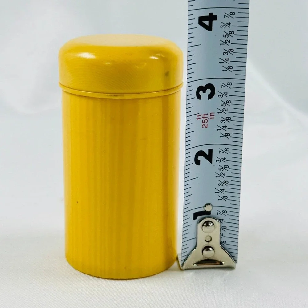 Rare Vintage DuPont Ivory Pyralin Celluloid Talcum Powder Shaker Yellow Art Deco